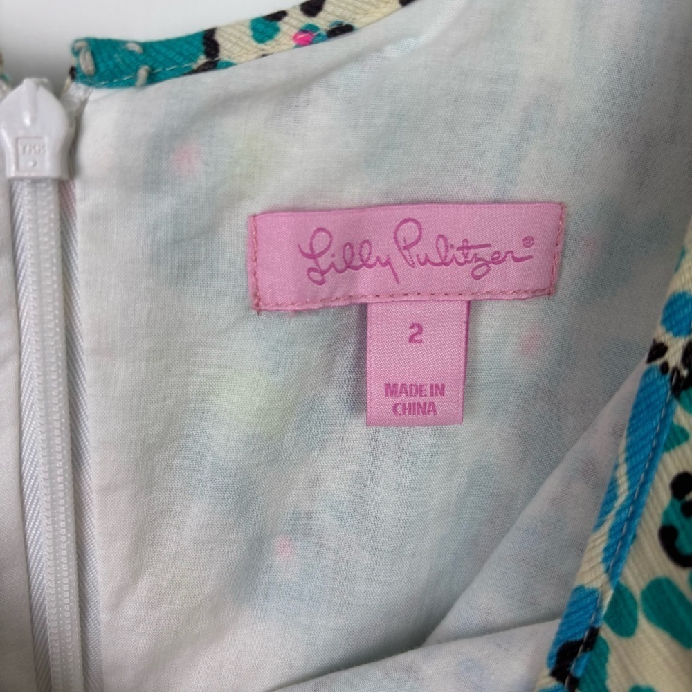 Lilly Pulitzer Ember See Oat Escapades Everglades Gold Shift Dress Size 2 - Picture 9 of 9